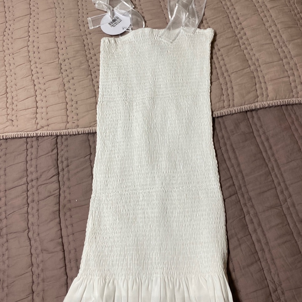 White ruched summer dress